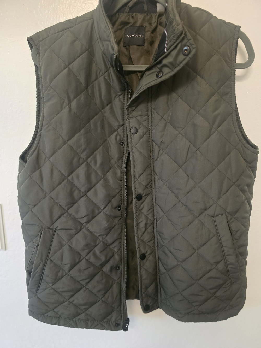 Tahari Quilted Vest in Olive